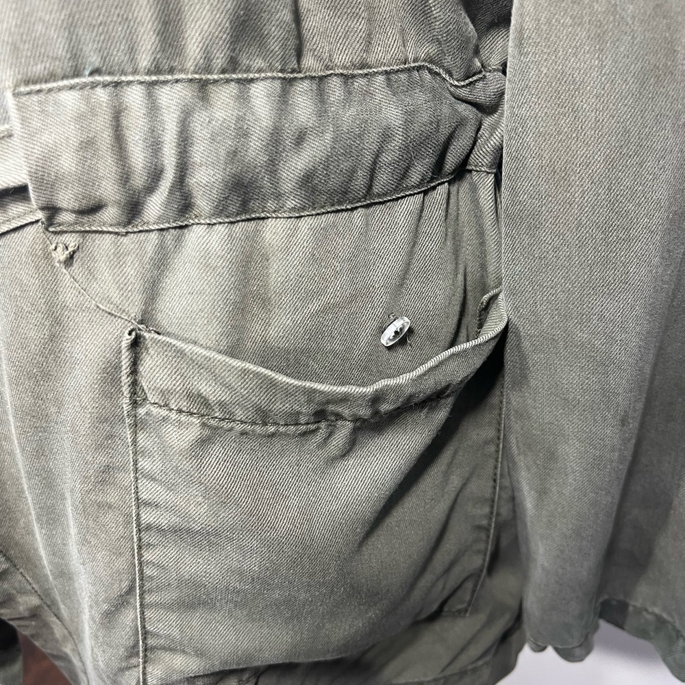 Max Jeans Long Sleeve Olive Green Drape Drawstring Belt Trench Coat Women size M - Picture 5 of 10